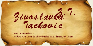 Živoslavka Tacković vizit kartica